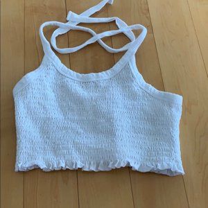 White Halter Crop Top